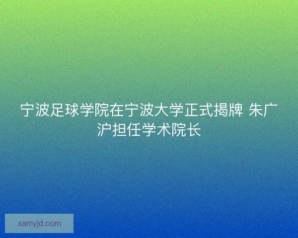 宁波足球学院在宁波大学正式揭牌 朱广沪担任学术院长